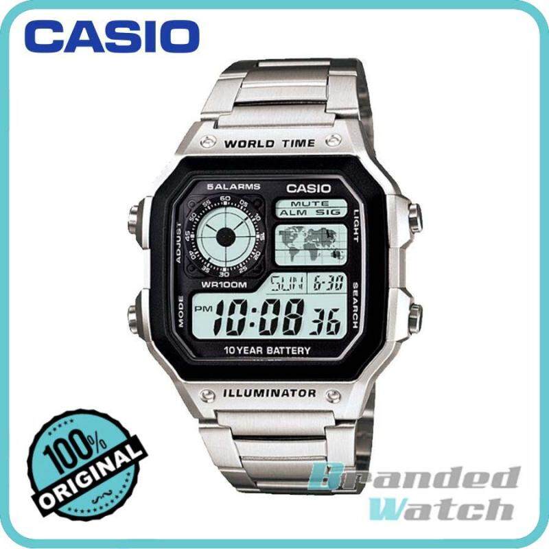 Casio AE-1200WHD-1AVDF Mens Digital World Time Steel Watch AE-1200WHD-1AV Malaysia