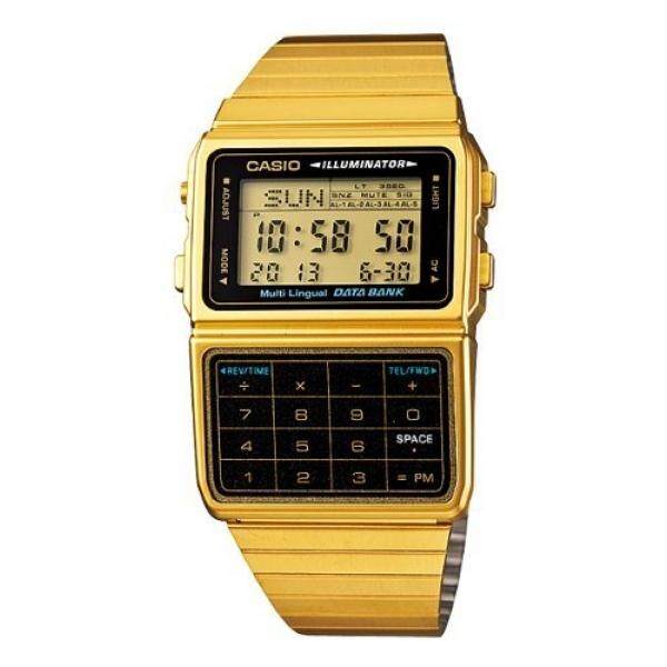 Casio # DBC611G-1D Pria Gold Nada 25 Memori Kalkulator Bank Data Watch-Intl