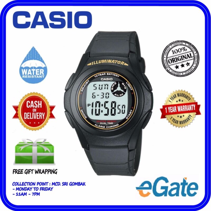 ( 2 YEARS WARRANTY ) Casio F-200W-9A Men Digital Classic Black Resin Band Youth Design Original Casual Watch (F-200W) Malaysia