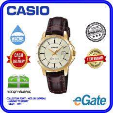 ( 2 YEARS WARRANTY ) Casio LTP-V004GL-9A Analog Women Date Display Gold Dial Brown Leather Strap Original Watch (LTP-V004GL) Malaysia
