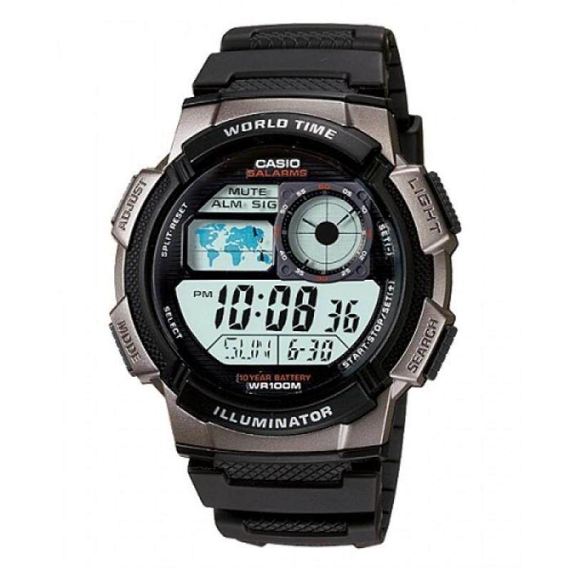 Casio Mens AE-1000W-1B 10-Year Battery Life Multi-Function Digital Black & Grey Watch (Free Shipping) Malaysia