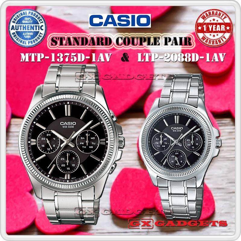 CASIO MTP-1375D-1AV + LTP-2088D-1AV STANDARD Analog Couple Pair Watch Date Day 24Hour WR50m MTP-1375 LTP-2088 Series Malaysia