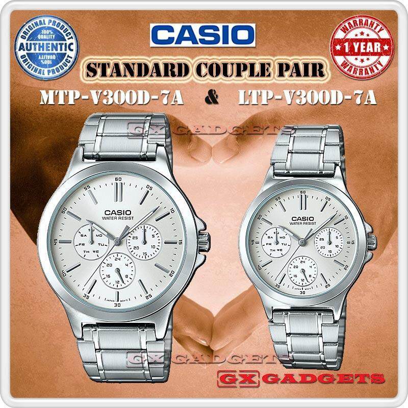 Casio Mtp-V300D-7A + Ltp-V300D-7A Couple Pair Watch 3 Dial Wr S. Steel - Silver Malaysia