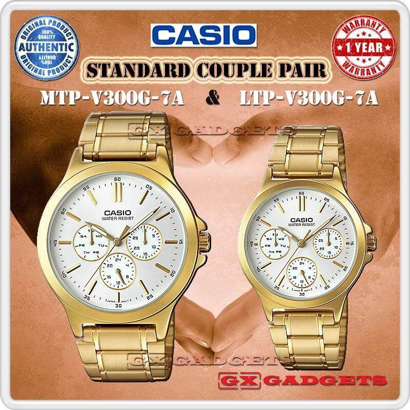 Casio Mtp-V300G-7A + Ltp-V300G-7A Couple Pair Watch 3Dial Wr Gold Tone Malaysia