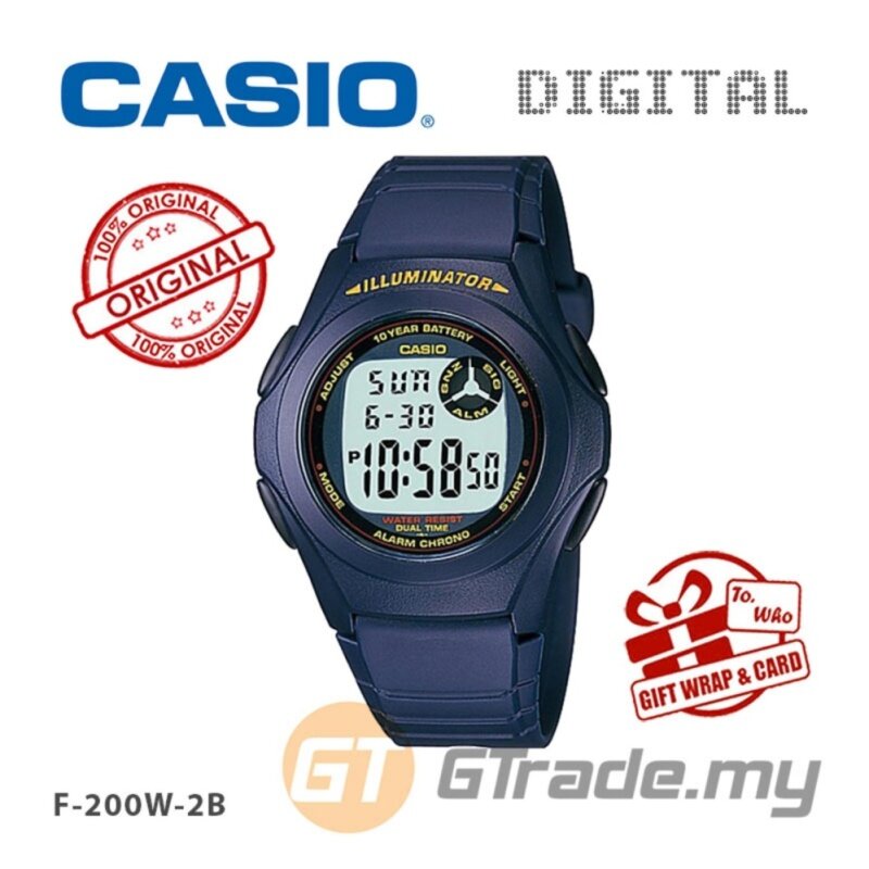 CASIO STANDARD F-200W-2A Kids Digital Watch Classic Simple Young Design Malaysia