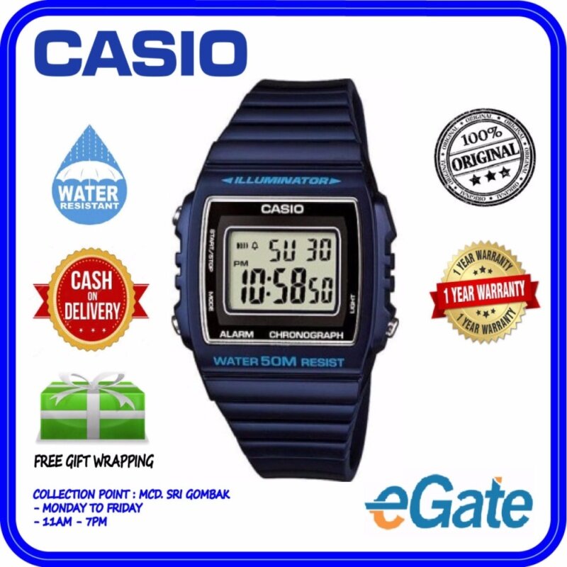 Casio W-215H-2AV Unisex Digital Blue Resin Strap Original Watch Malaysia