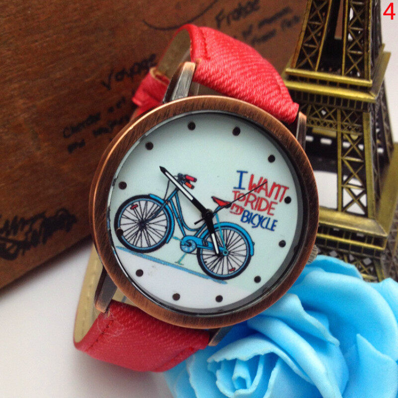CatWalk Unisex Bicycle Transparent Hollow Dial Leather Watch (Red) Malaysia