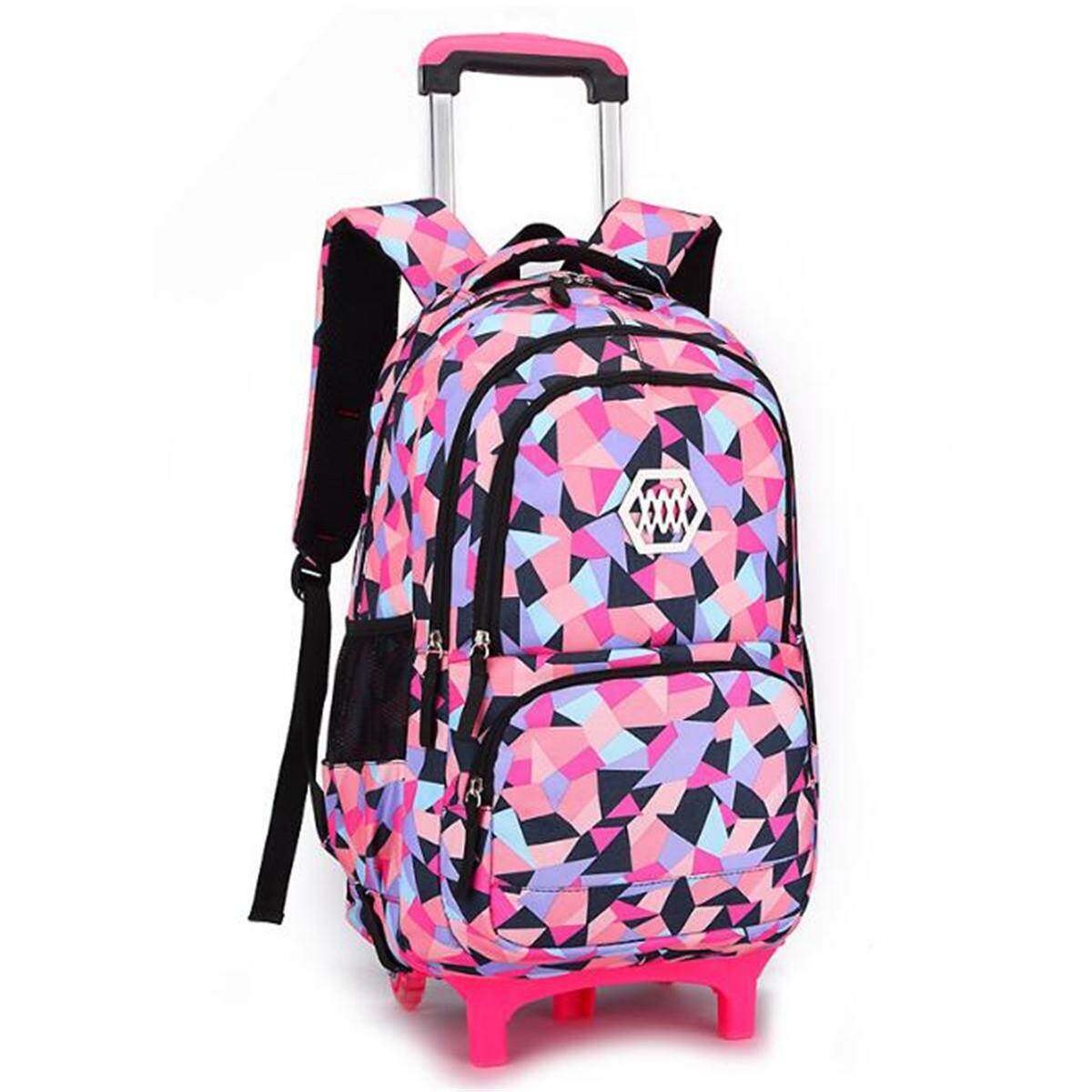 Anak-anak Dapat Dilepaskan Trolley Ransel Perempuan Anak Laki-laki Wheeled Sekolah Tas dengan Roda # Hitam 2 Roda-Internasional
