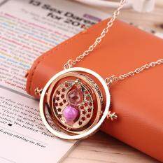 Keren Fashion Kalung Ajaib Turner Waktu Berputar Spin Kalung Jam Pasir Emas + Merah Muda
