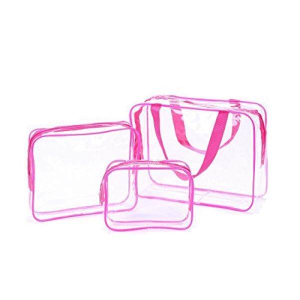 Cothyen Membawa Jelas Perlengkapan Mandi Perjalanan Tas Bandara Maskapai Sesuai Tas barang Di Bagasi Perjalanan Ransel untuk Botol Cairan Pakaian Dalam Handuk, 3 Pack Berwarna Merah Muda-Internasional