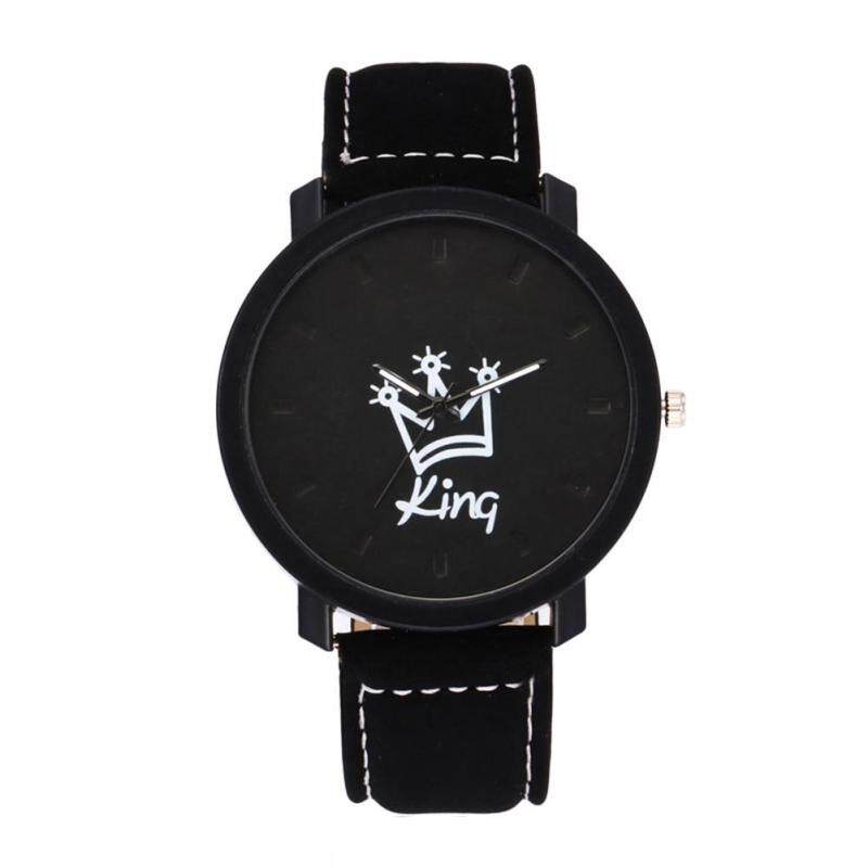 Crown King Queen Couples South Korea Velvet Big Dial Watch(Black) Malaysia