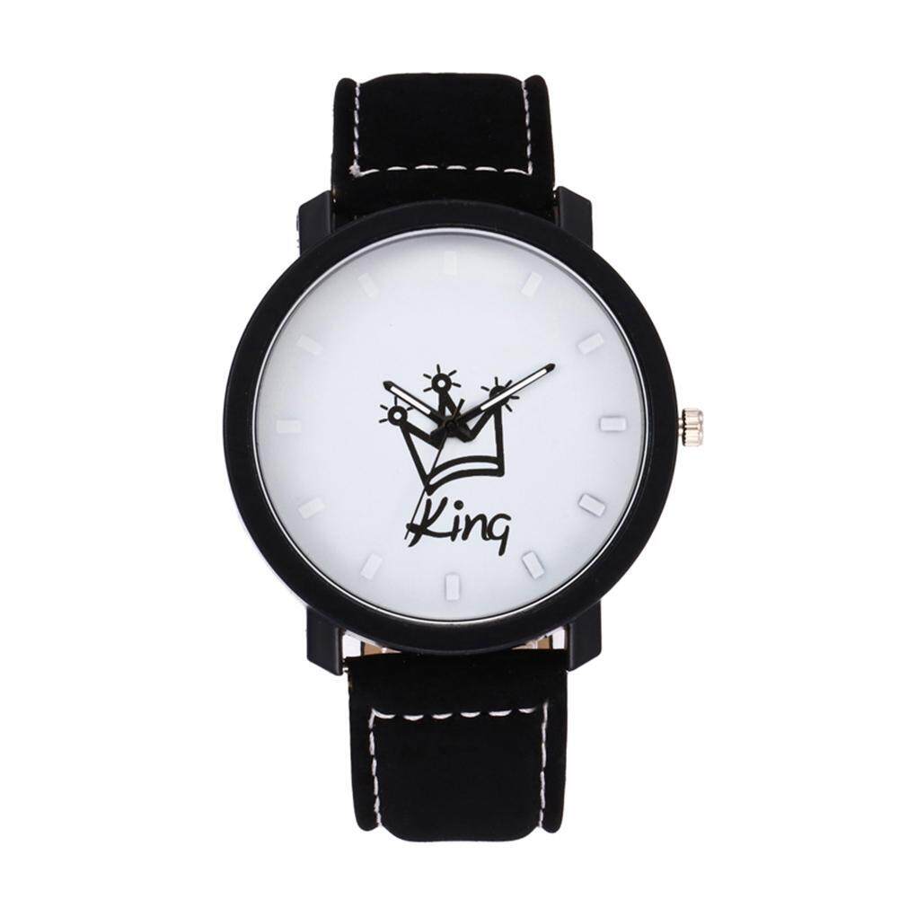 Crown King Queen Couples South Korea Velvet Big Dial Watch(White) - intl
