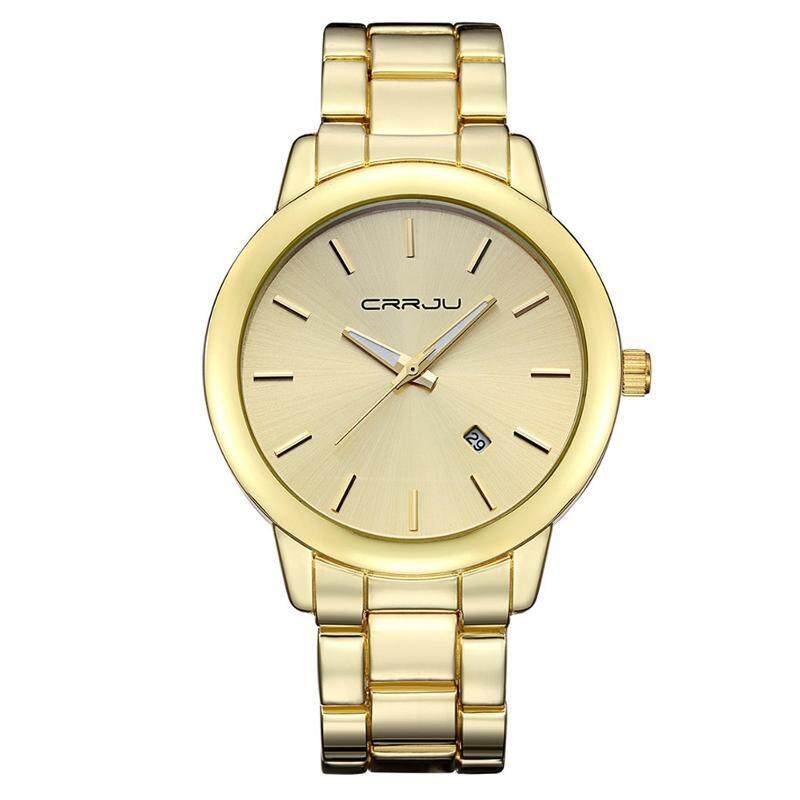 CRRJU 2210 Fashion Men Quartz Watch Simple Stainless Strap Wrist Watch Gold Malaysia
