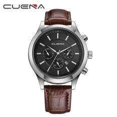 CUENA Men Casual Checkers Faux Leather Quartz Analog Wrist Watch With Calendar Malaysia