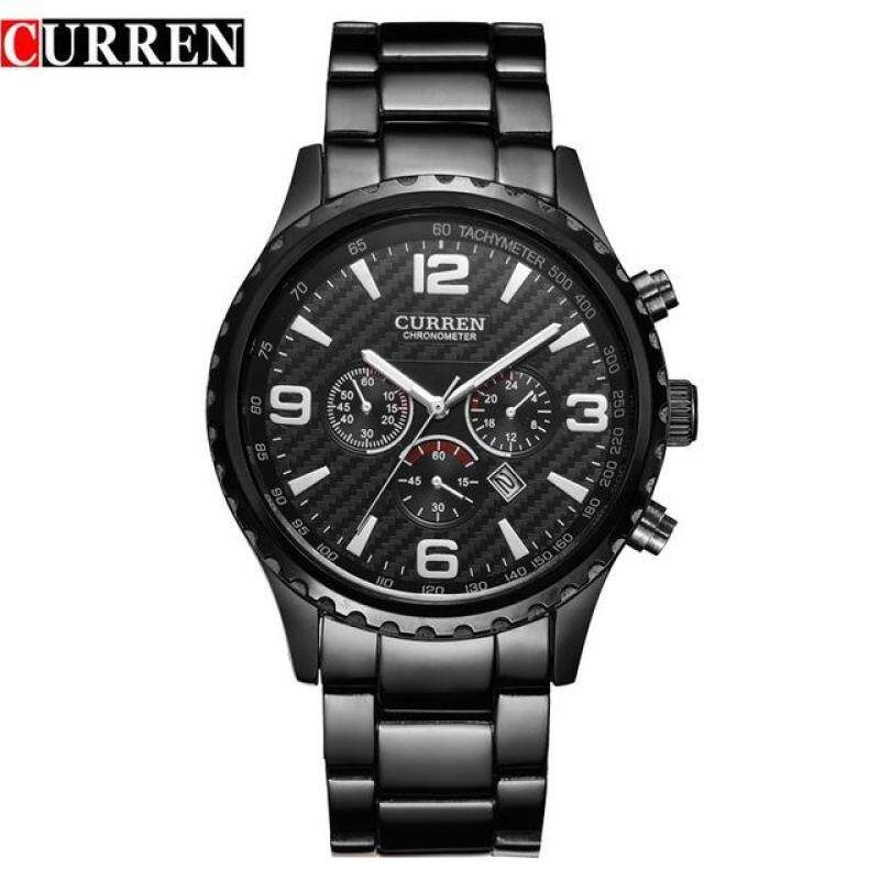 Curren 8056 Fashion Mens Stainless Steel Quartz Watches Casual Man Clock Watch Black Malaysia
