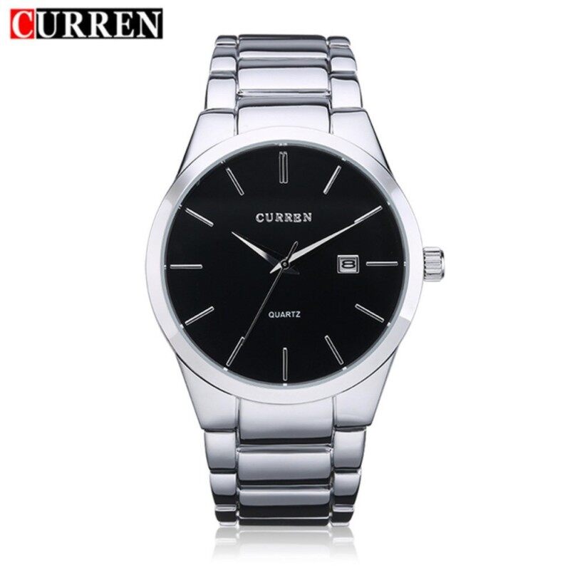 CURREN 8106 Fashionable Ultra-thin Mens Stainless Steel Business Casual Sport Waterproof Quartz Watch Wristwatch with Date Display Malaysia