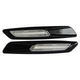 Dahosun 2 X ĐÈN LED Sidelight Hổ Phách Tín Hiệu Đèn Lá Tráng Gương ánh sáng cho XE BMW 1 3 Bộ 5 E60 E61 E81 e90 E93 Đen Vỏ Kính Cường Lực Màu Đen