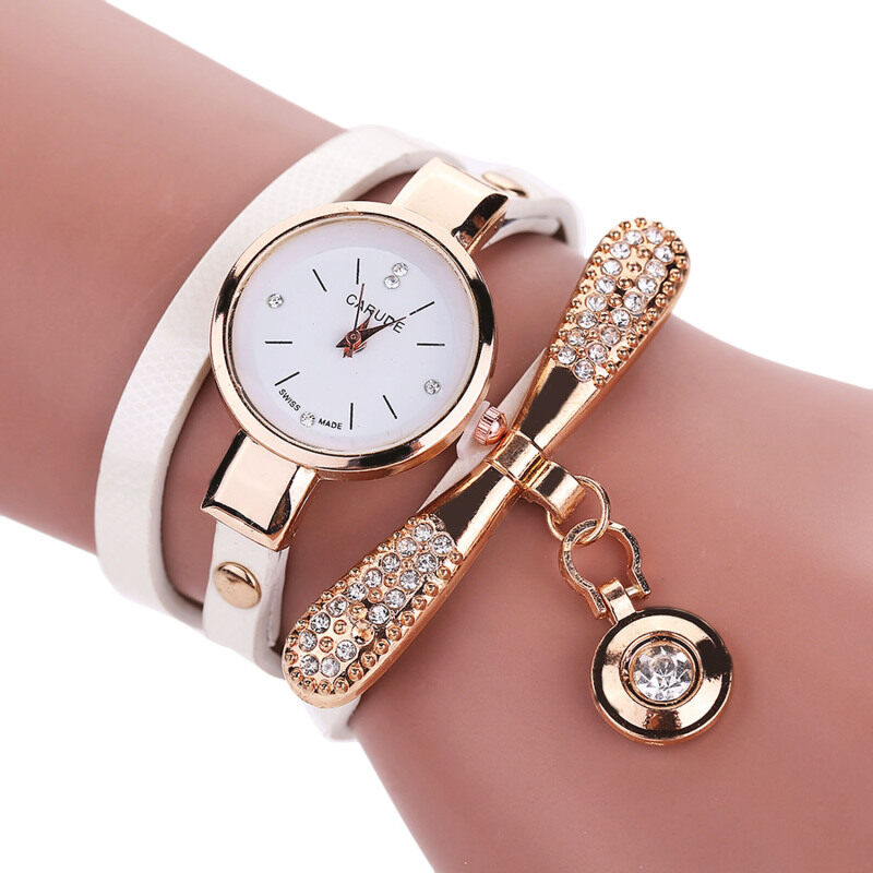 Dragonfly Pendant Decoration PU Leather Long Strap Analog Quartz Wrist Watches Bracelet Watch for Women Birthday Valentines Day Gifts White Malaysia