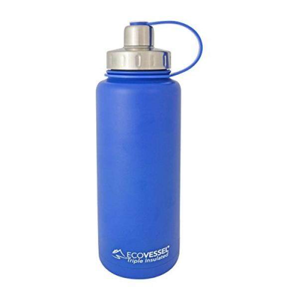 EcoVessel Boulder Dual Opening Insulated Stainless Steel Water Bottle with Tea, Fruit and Ice Strainer, 32 oz., Blue - intl
