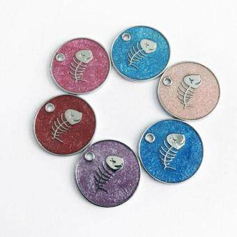 Epoch Kualitas Tinggi Produk Terukir Tag Glitter Anjing Kucing Anjing Kucing Liontin Hewan Peliharaan Pesona ID Warna Acak Bentuk Ikan-Internasional