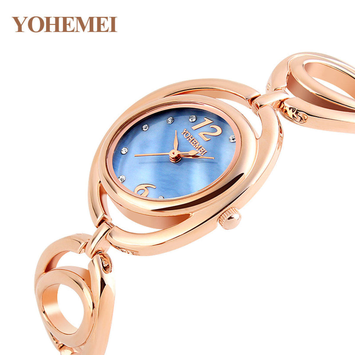 Sex Saat Yohemei Jenama Jam Tangan Wanita Emas Mewah Jenama Aloi Tali Kuarza Jam untuk Wanita Gelang Santai Menonton Montre femme