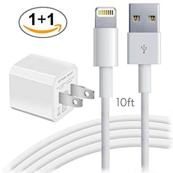Tambahan Panjang iPhone Pengisi Daya dan Kabel-10FT Lightning Pengisian/Data Sinkronisasi Kabel dengan AC USB Dinding Bata Perjalanan daya Daya Adaptor Stopkontak Steker-Putih untuk iPhone X 8 8 PLUS 7 6 6 S 5 Se PLUS Model dan Lainnya-Internasional
