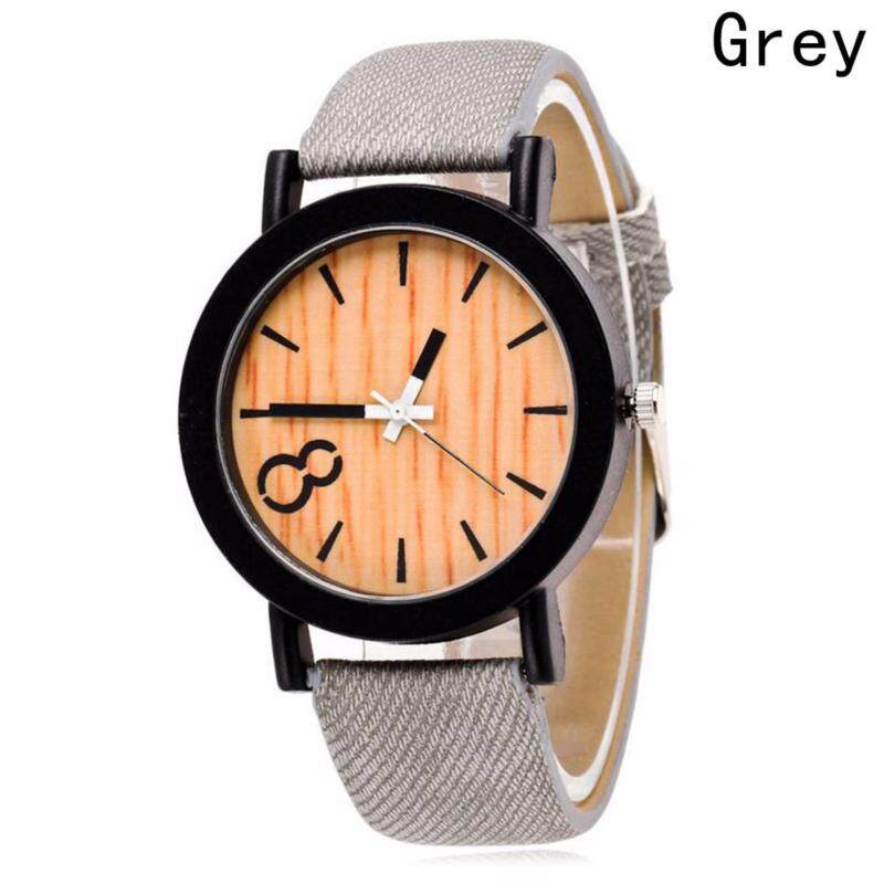 Fancyqube New Fashion Women Men Couple Watch Retro Simple Casual Leather Quartz Denim Pattern Wrist Watch Grey Malaysia