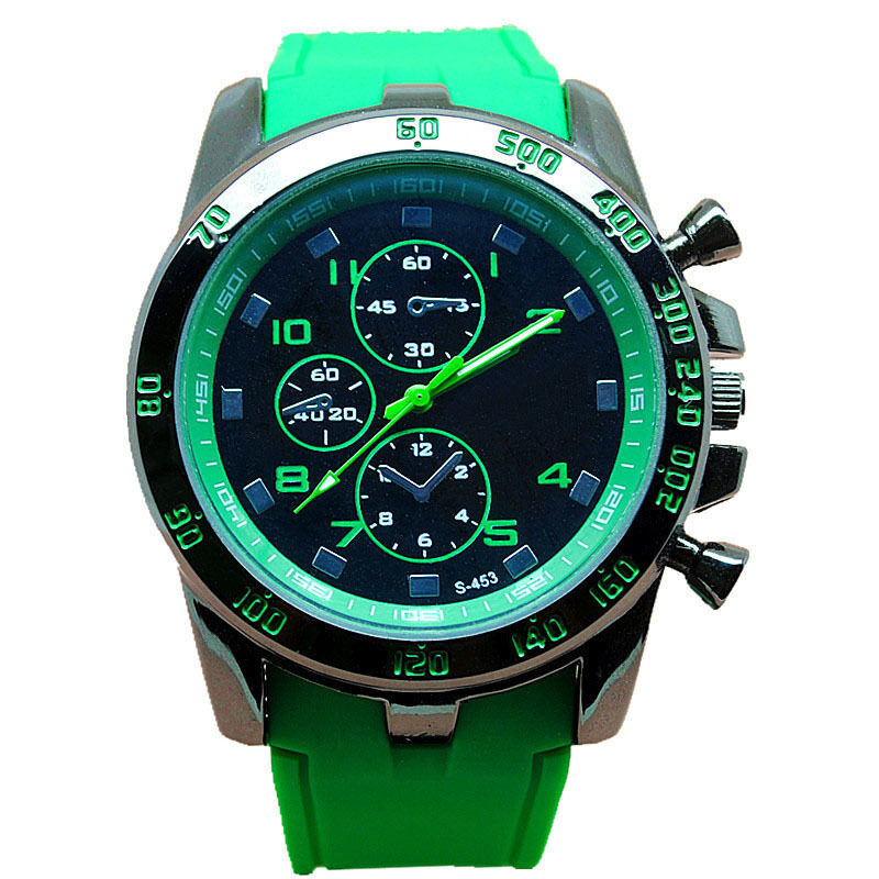 Fancytoy Mens Watch Large Dial Sport Analog Quartz Wrist Watch Rubber Band Green Malaysia