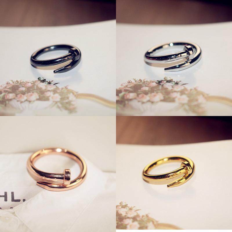 Fashion 4Pcs Unisex Women Men Korean Style Titanium Steel Rings Couple Nail Rings 4 Color Black Silver Gold Rose Gold Malaysia