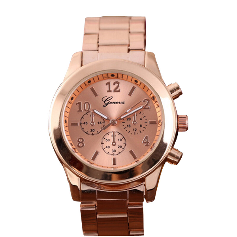 Fashion Geneva Ladies Women Girl Stainless Steel Quartz Wrist Watch Watches(Rose Gold)- Malaysia