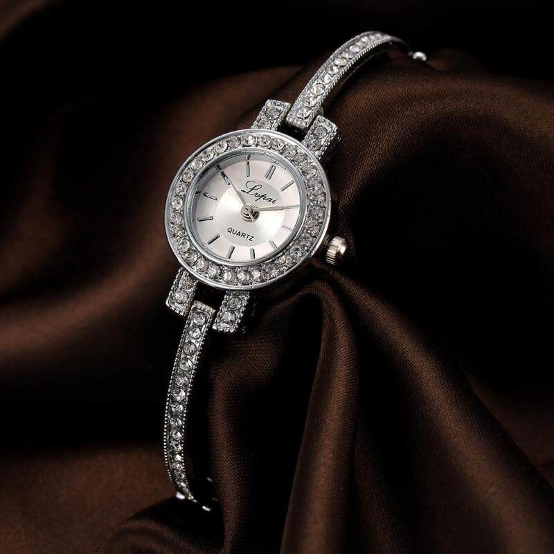 Fashion Ladie Women Unisex Stainless Steel Rhinestone Quartz Wrist Watch Sliver Malaysia