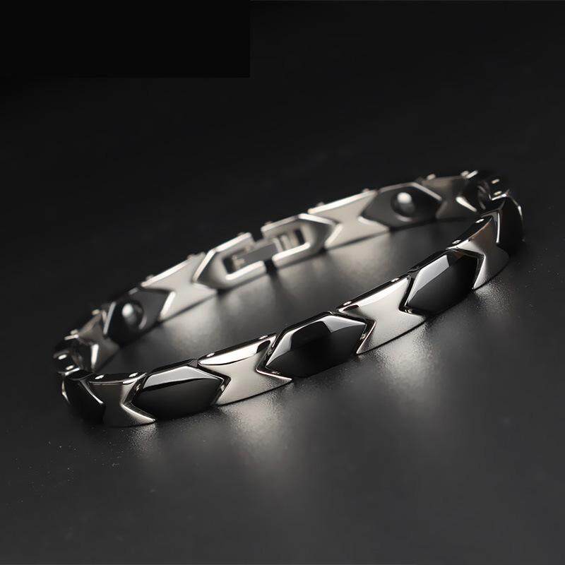 Modis Pria atau Wanita Baja Titanium Gelang Sederhana Personalized Perhiasan Keramik Batu Hitam Proteksi Radiasi Perhiasan-Internasional