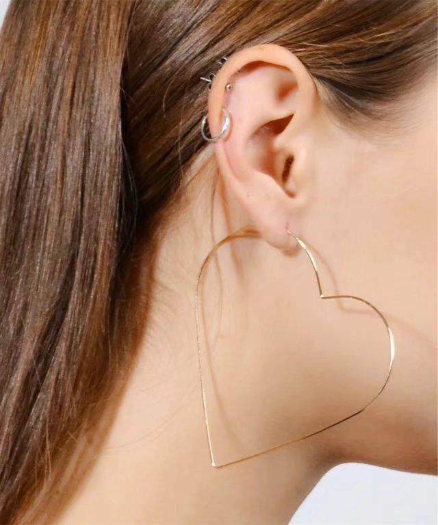 Hoop Earrings For Womens Online Brands Prices Fashion New Women Hoop Earrings Exaggerated Y Tide Woman Heart Pierced Intl