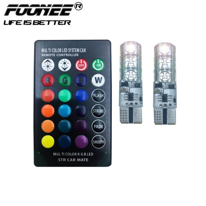 Foonee 2x T10 6SMD 5050 RGBW LED Car Interior Reading Lights Super Bright 16-Color Changing Width Lamp Wedge Side Light With Wireless Remote Control