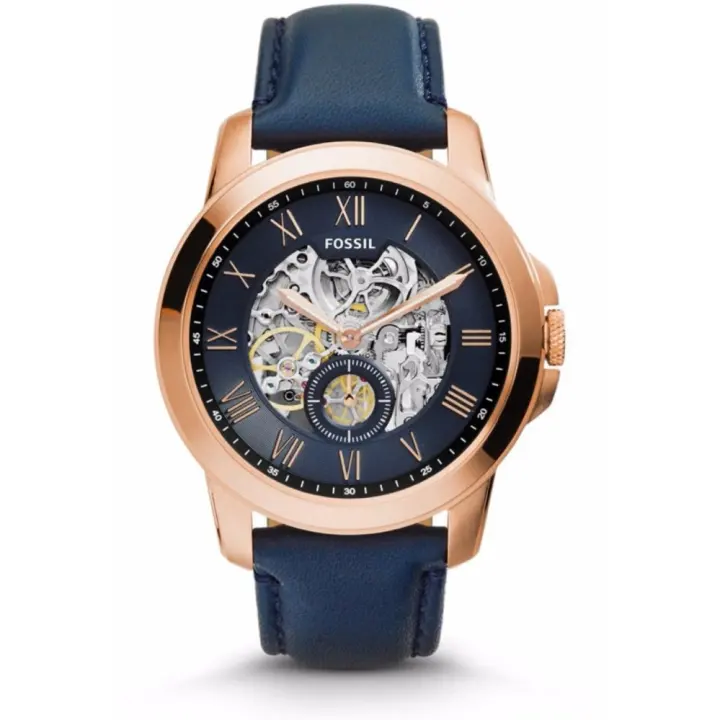 grant automatic blue leather watch