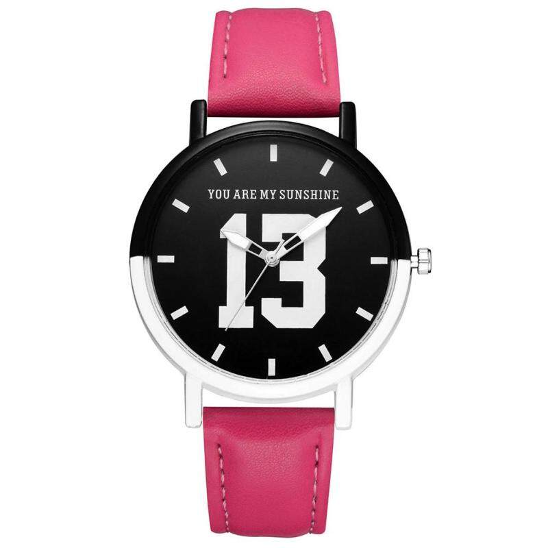 GAIETY Unisex Fashion You Are My Sunshine 13 Round Dial Faux Leather Strap Quartz Wrist Watch (Black) Malaysia
