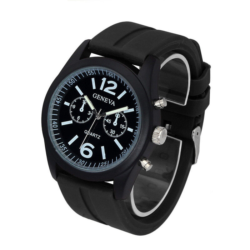 Geneva Fashion Unisex Silicone Analog Quartz Wrist Watch Black Malaysia