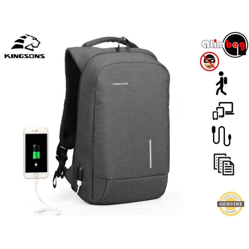 EverCute Genuine Authentic Original Kingsons Profesional Series Direct Ship from Malaysia Smart Anti-Thief Travel Outdoor Business Casual 15.6 Inch Waterproof Laptop Backpack For Men Women External USB Charge Computer Bag KS3149W
