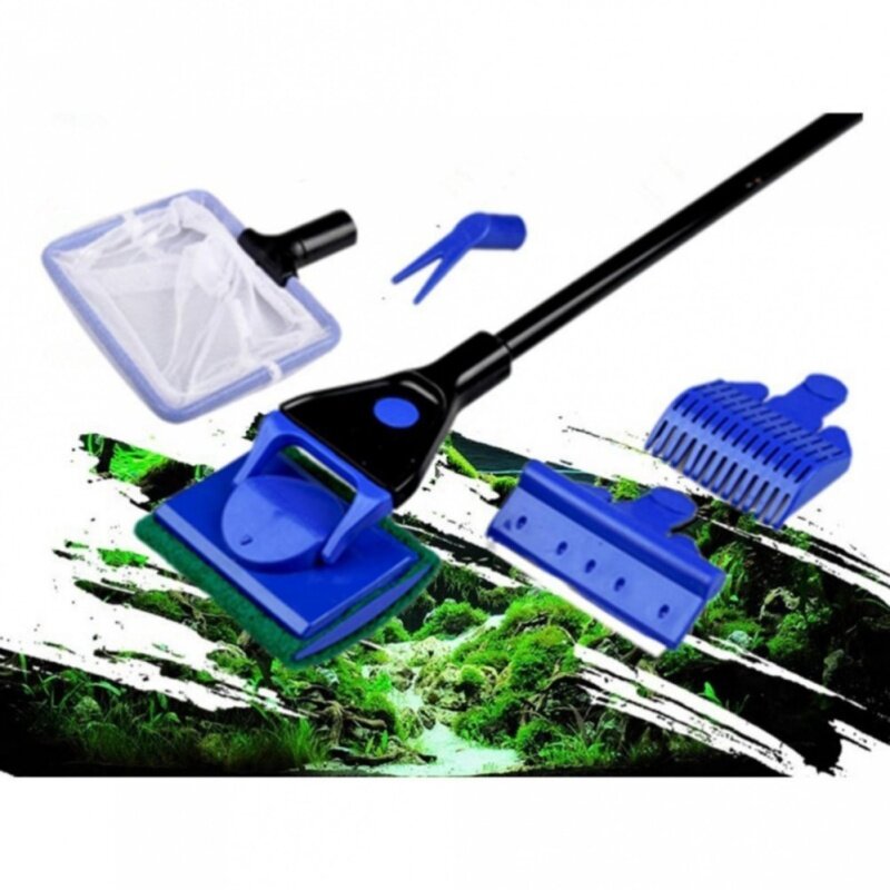 Bàn Chải Dọn Bể Cá GETEK 5 Trong 1, Bộ Dụng Cụ Dọn Lưới Cá Dụng Cụ Dọn Dẹp Hồ Cá Thủy Tinh