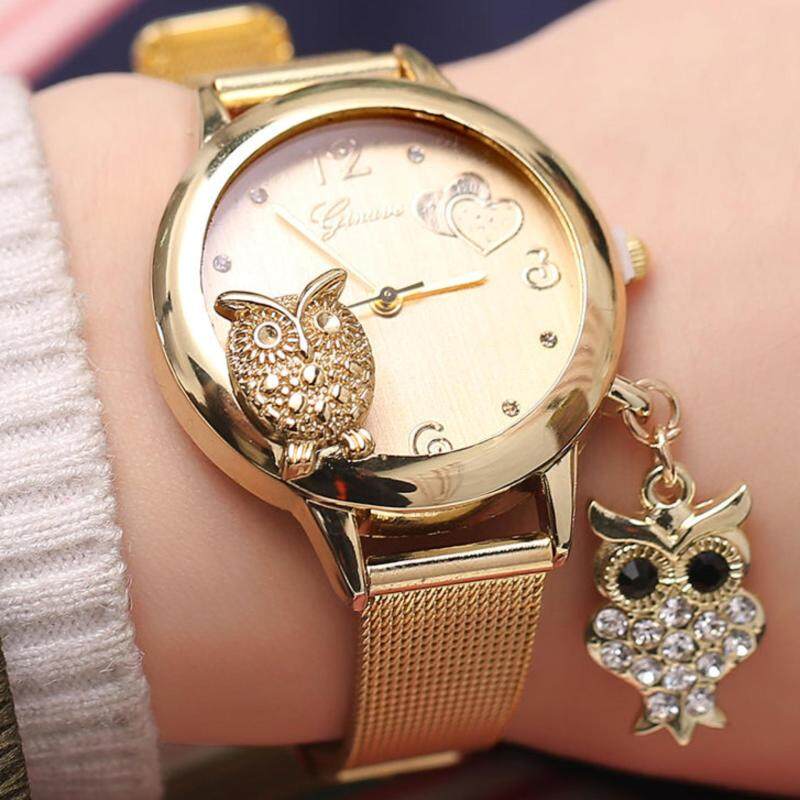 GINAVE Womens Owl Pendant Gold Elegant Luxury Fashion Watch Malaysia
