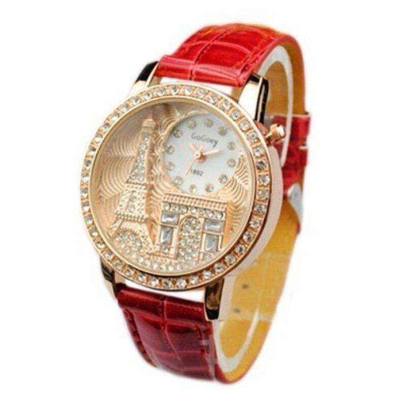 Gogoey Luxury Eiffel Tower Tour Crystalize Zirconia Stone Watch_Red Malaysia