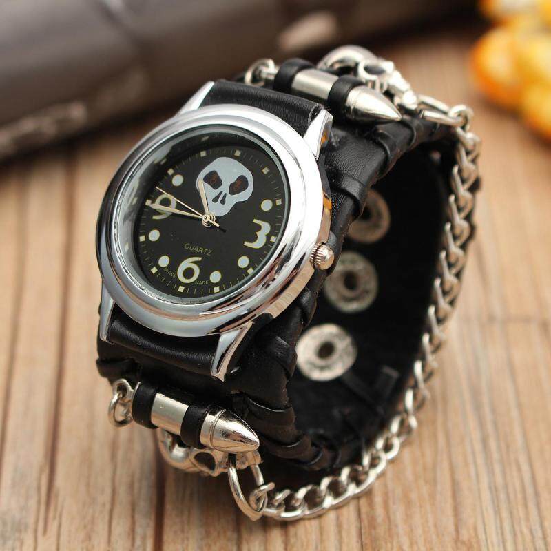Gothic Styple Skull Punk Rock Leather Band Wrist Watch Mens Womens Strap Gift Malaysia
