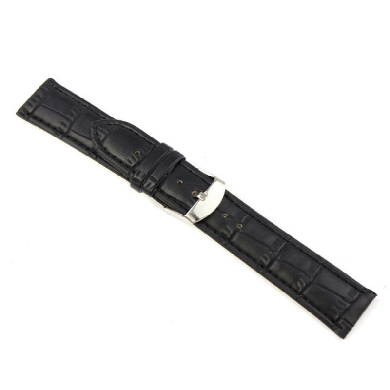 High Quality Soft Sweatband Genuine Leather Strap Steel Buckle Wrist Watch Band Black Malaysia