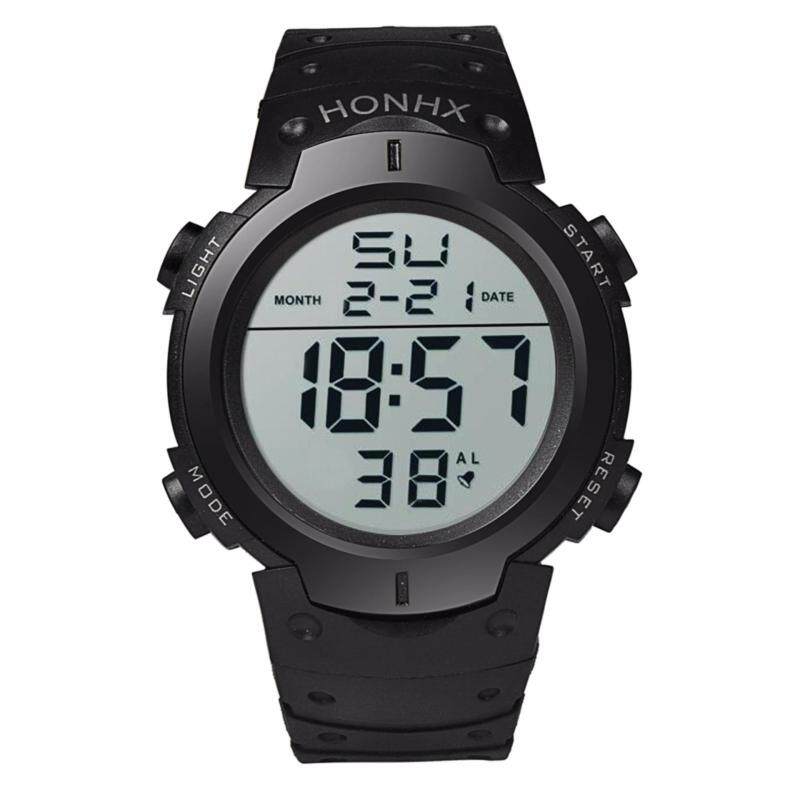 HONHX-9001-1 New Big Round Dial Digital Watch Hot Selling High Quality Sport Black Strap Silicone Watch Malaysia