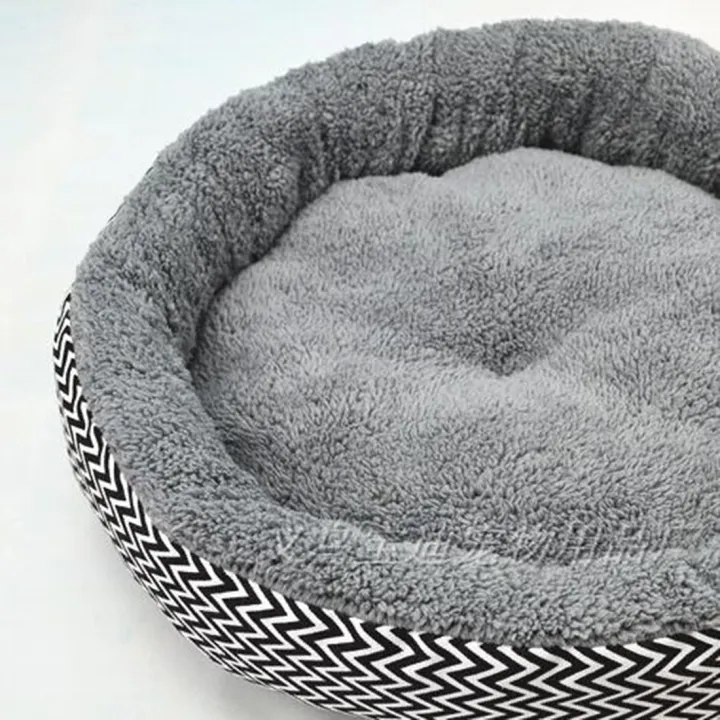 Hot Sale 2 Colors Round Soft Dog House Bed Striped Pet Cat And Dog