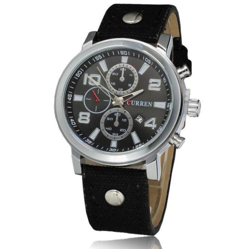 Hot Sale!CURREN Business Sport Military Canvas Waterproof Quartz Brand Wrist Watch BK Malaysia