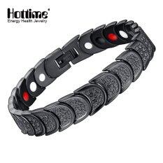 Hottime 4in1 Pria Baja Anti-karat Gelang Titanium Germanium Magnetik Ion Energi Inframerah Power Hologram Gelang Kesehatan 10133