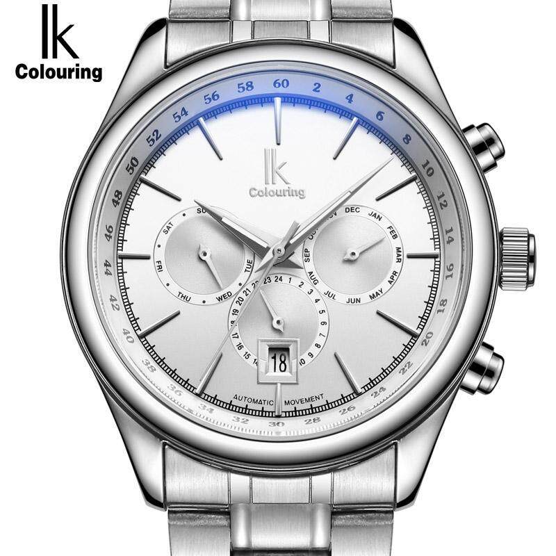 IK Brand Man Automatic Mechanical Watch Mens 24 Hours Calendar Luminous Silver Full Steel Watches Fashion Simple Casual relojes Malaysia