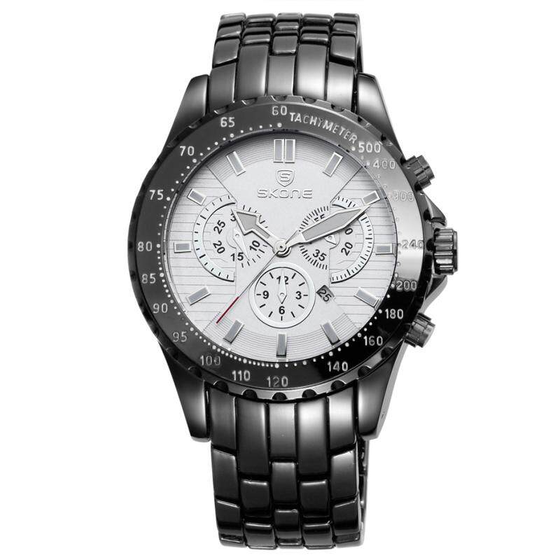 iooilyu SKONE Calender Display Watches Men Vogue Office Wrist watch for Men Leisure Sports Mens Quartz-watch 2016 Erkek Kol Saati (BlackWhite) - intl