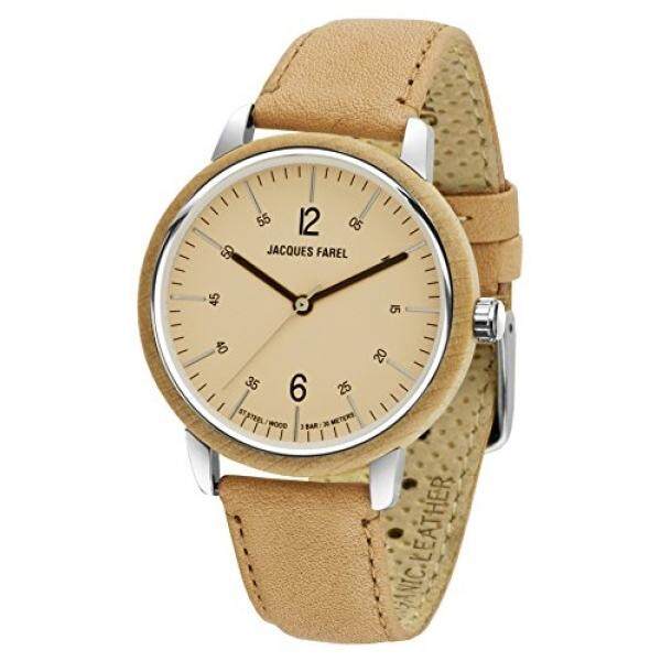 JACQUES FAREL hayfield Nachhaltige Damen Holz-Armbanduhr Ahorn Öko-Leder Nude Analog Quarz Stahl-Gehäuse 3 Bar ORW 1001 - intl